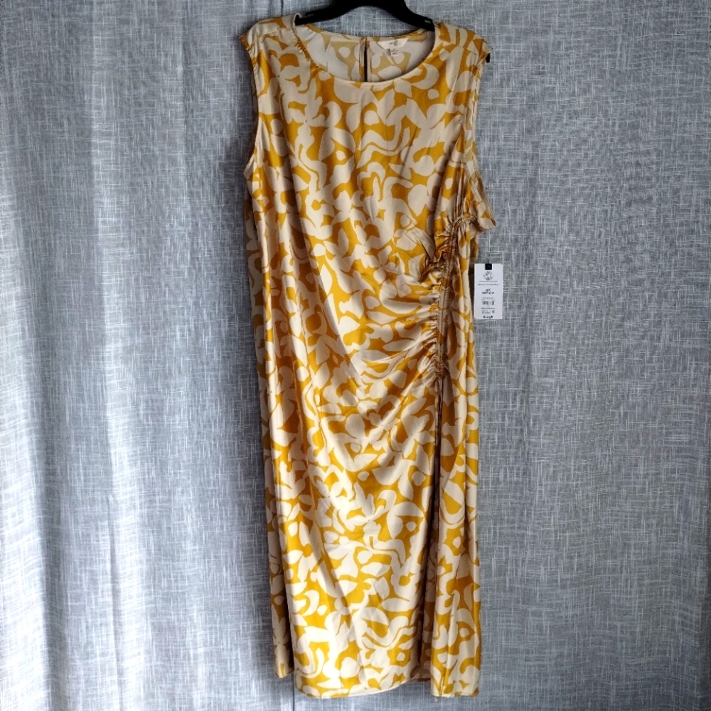 Terra & Sky Women's Plus Size Abstract Floral Puff Sleeve Dress